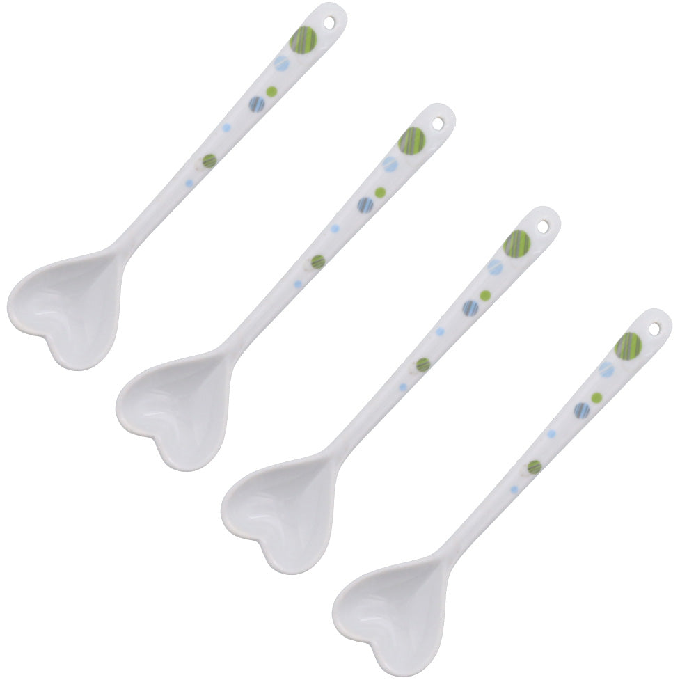 Heart Shaped Spoon With Polka Dots Set of 4