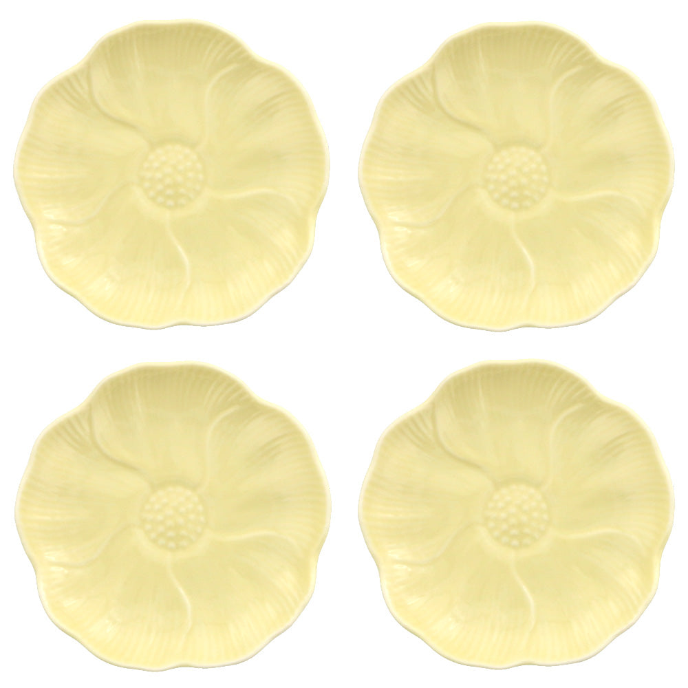 Pastel Yellow Flower Plates Set of 4 - Small