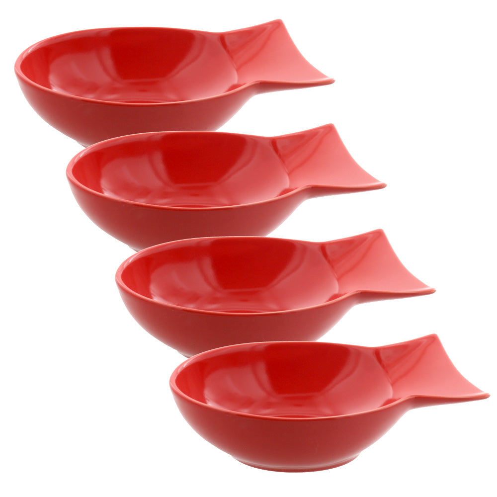Vivid Fish Shaped Bowl Set of 4 - Red