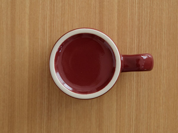 Dark Red Coffee Mug with Large Handle Set of 2