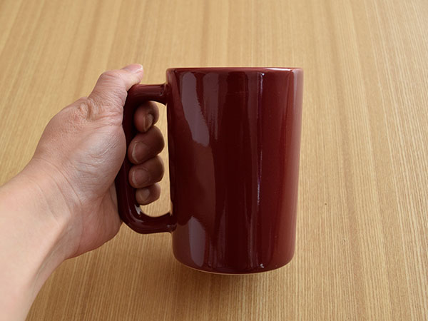 Dark Red Coffee Mug with Large Handle Set of 2