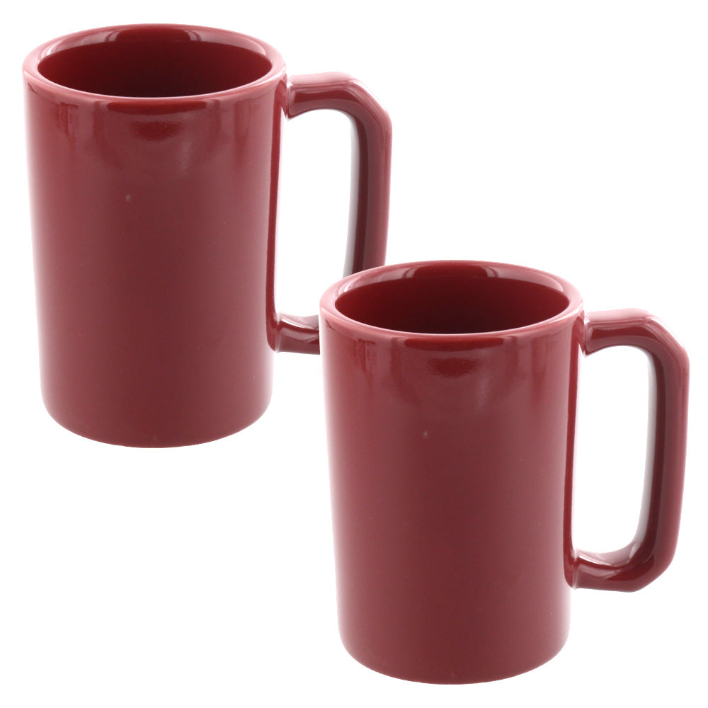 Dark Red Coffee Mug with Large Handle Set of 2