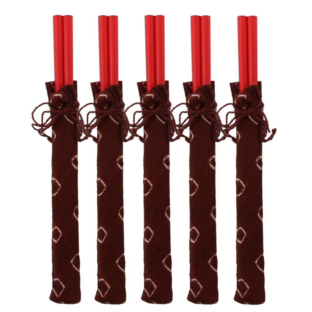 Traditional Red Chopsticks with Pouch Set of 5