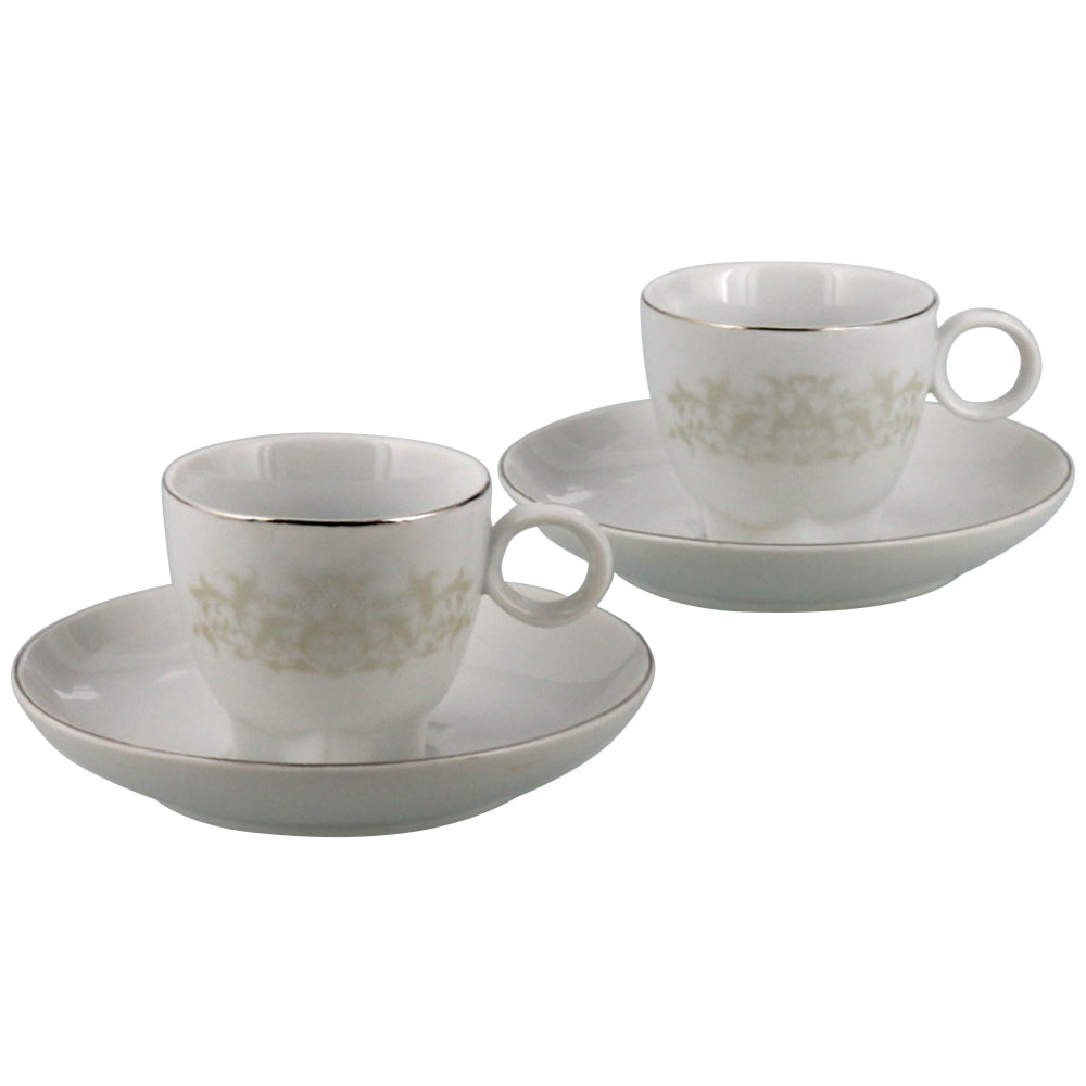 White Demitasse Espresso Cup with Saucer Set of 2 - Twinkle