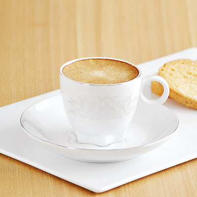 White Demitasse Espresso Cup with Saucer Set of 2 - Twinkle