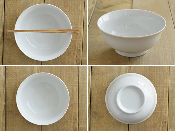 Large 33 oz Simple Stylish White Bowl Set of 2 for Ramen, Donburi