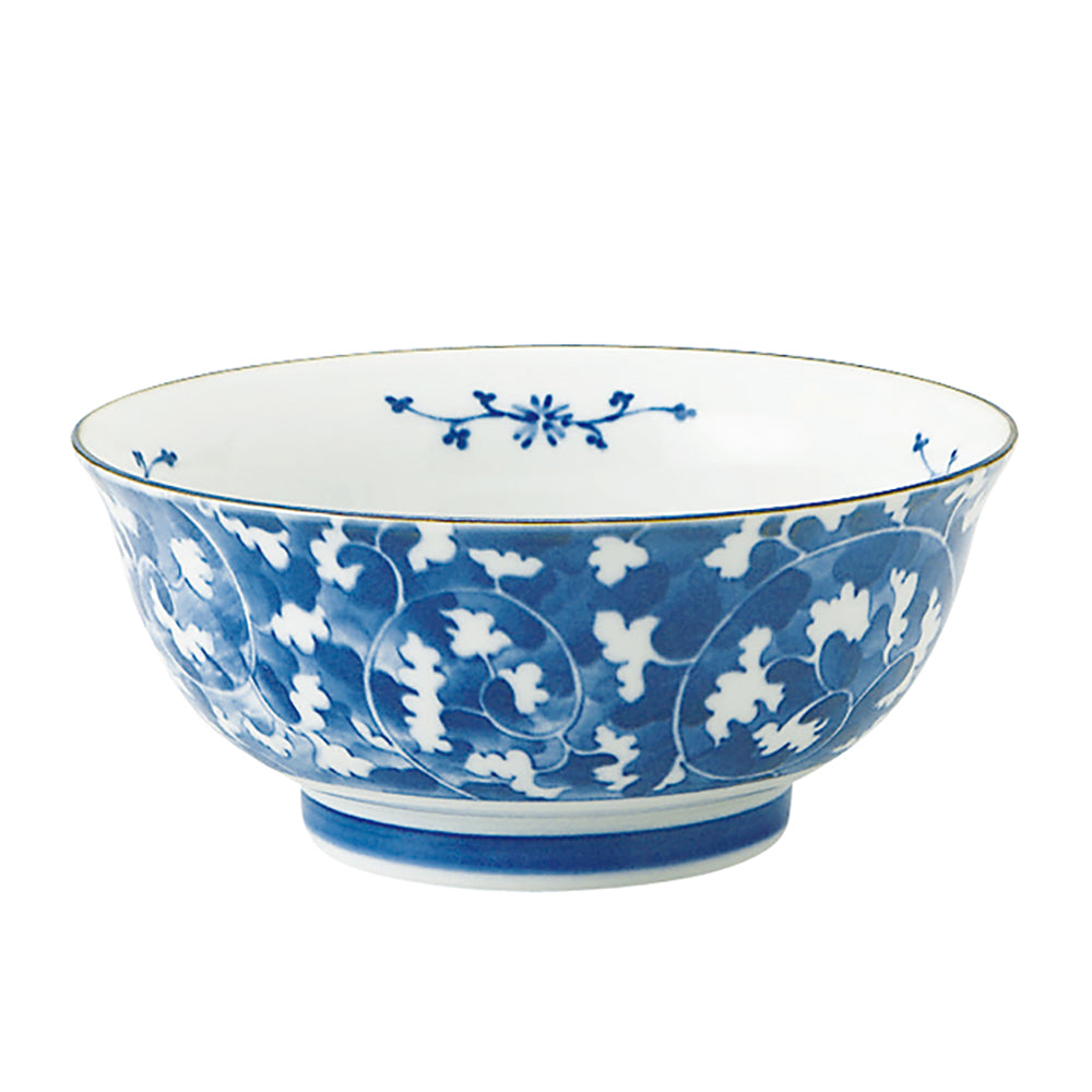 Dami-Karakusa Blue and White Donburi Bowl