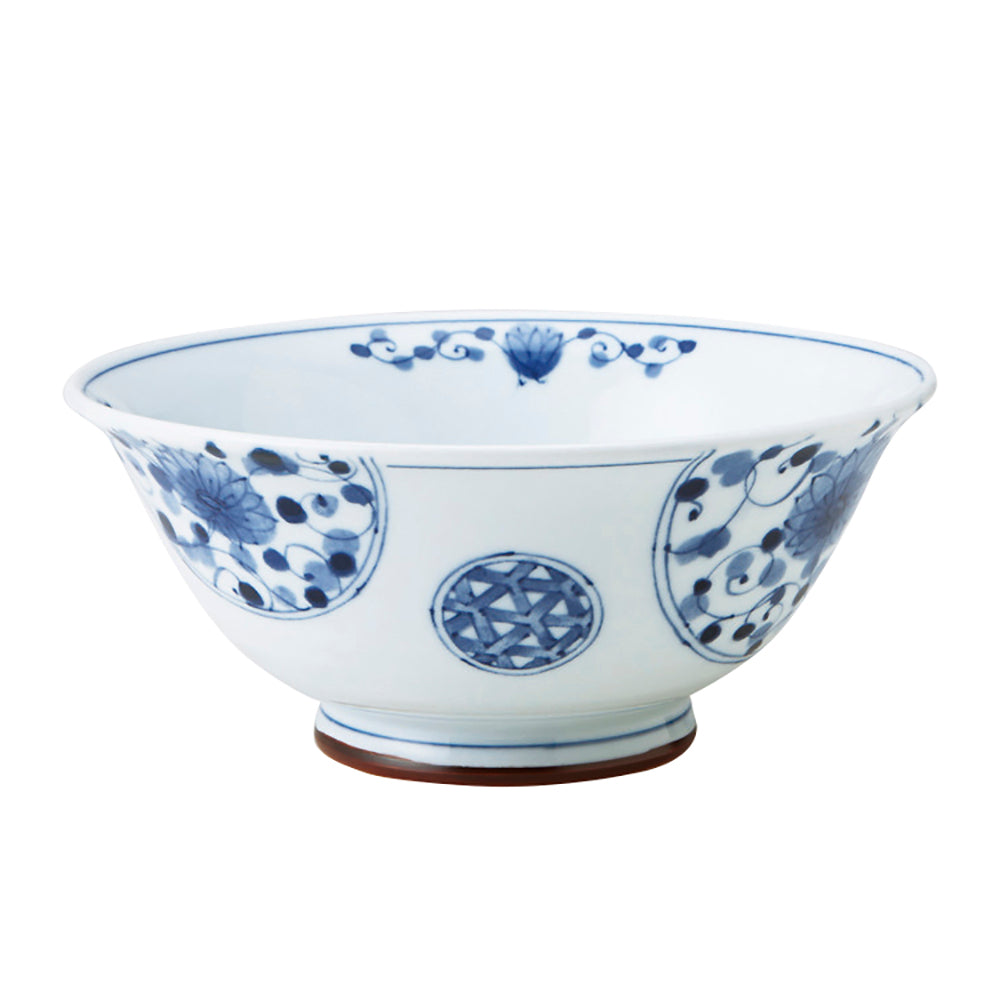 Blue and White Donburi Bowl - Flowers and Vines