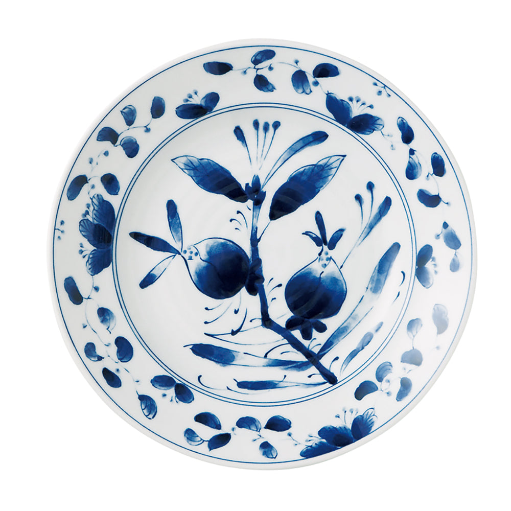 Blue and White Dinner Plate - Fruits and Leaves