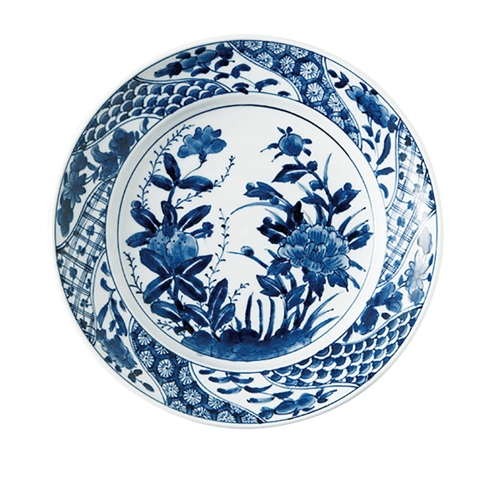 Patterned Dinner Plate - Blue and White