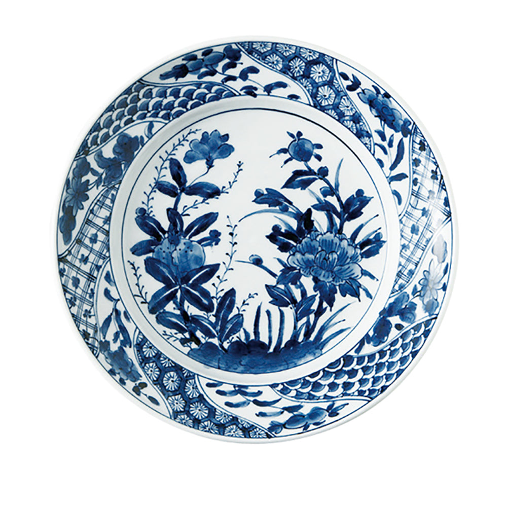 Patterned Dinner Plate - Blue and White