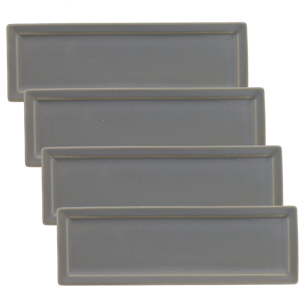 SLIM 8.3" Rectangular Plates Set of 4 - Gray
