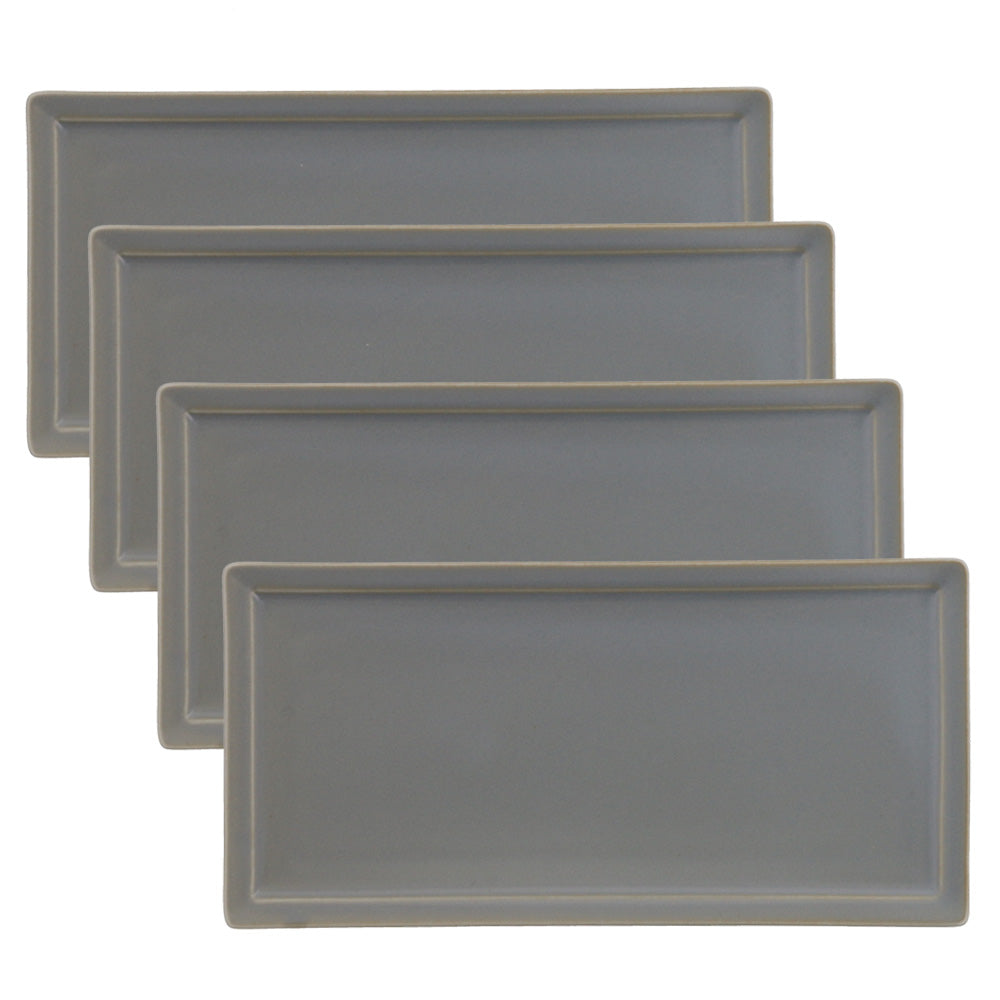 8.3" Rectangular Plates Set of 4 - Gray