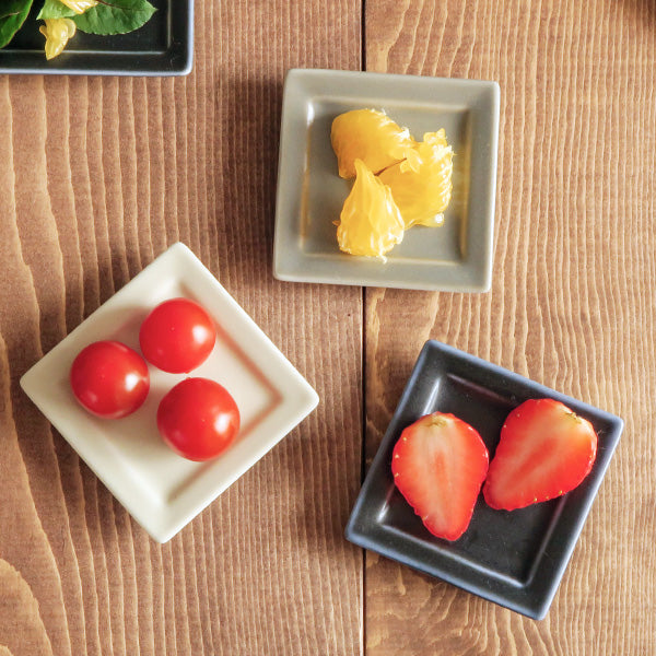 Mamezara 3" Extra Small Square Dishes - White