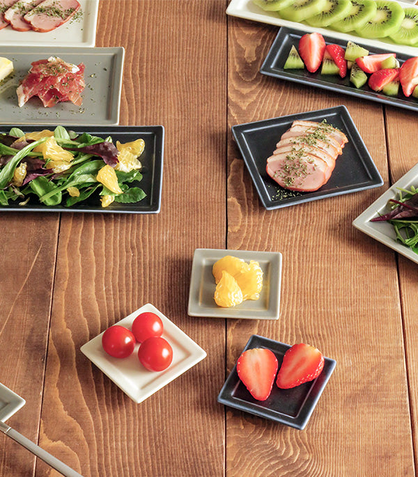 Mamezara 3" Extra Small Square Dishes - Gray