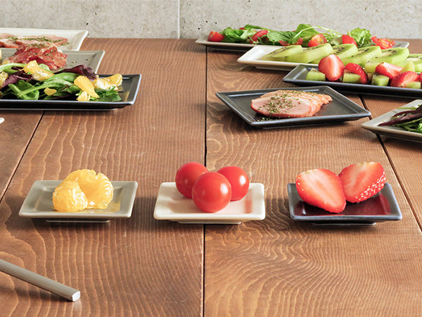 Mamezara 3" Extra Small Square Dishes - Gray