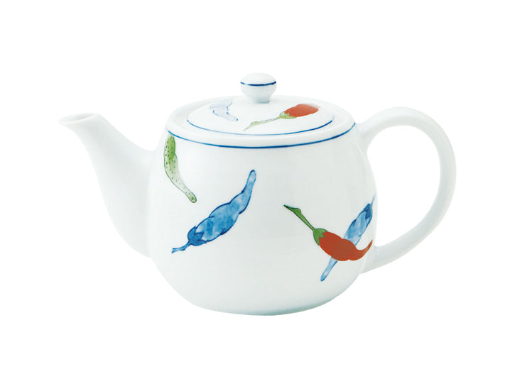 White Teapot with Infuser - Chili Pepper