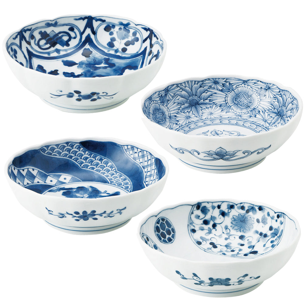 Multi-Purpose Bowl Set of 4 - Blue and White