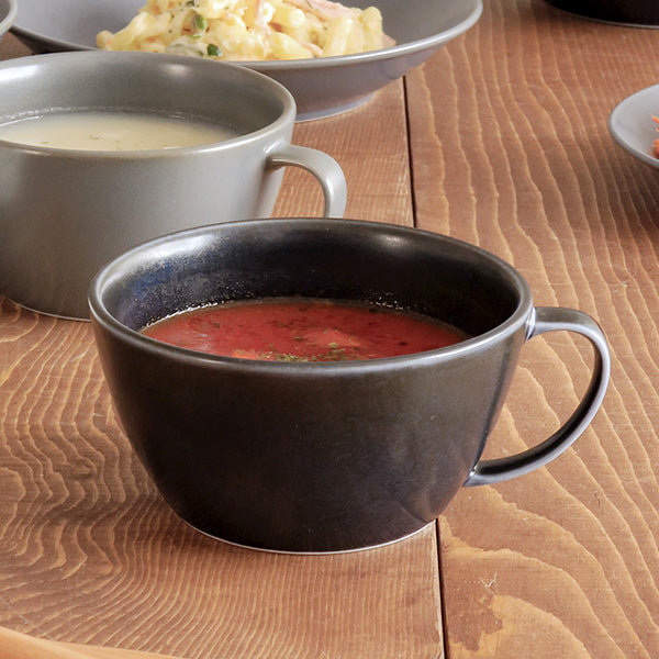 10.8 oz Lightweight Soup Bowls/Mugs with Handle Set of 4 - Navy Blue