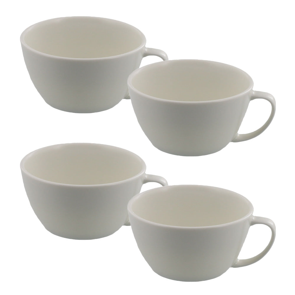 10.8 oz Lightweight Soup Bowls/Mugs with Handle Set of 4 - White