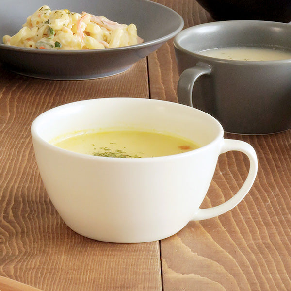 10.8 oz Lightweight Soup Bowls/Mugs with Handle Set of 4 - White