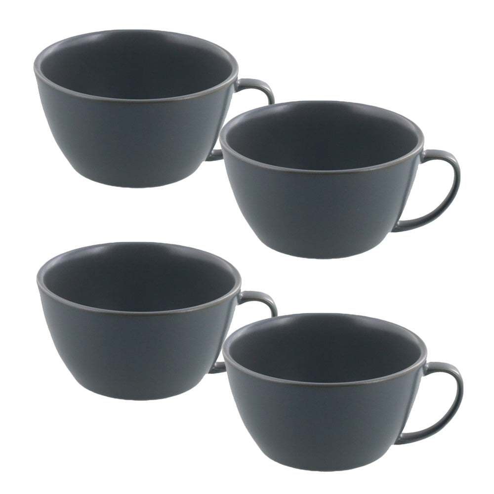 10.8 oz Lightweight Soup Bowls/Mugs with Handle Set of 4 - Gray