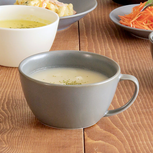 10.8 oz Lightweight Soup Bowls/Mugs with Handle Set of 4 - Gray