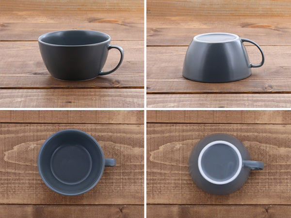 10.8 oz Lightweight Soup Bowls/Mugs with Handle Set of 4 - Gray
