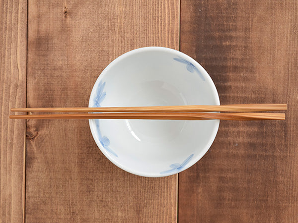 Hanashizuka Lightweight Porcelain Floral Rice Bowls with Chopsticks Set of 2 - Blue