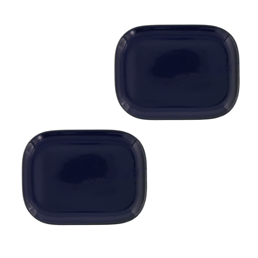 Estmarc 6.4" Small Square Plates/Trays Set of 2 - Navy Blue
