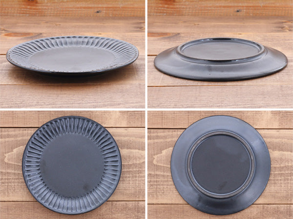 7.3" Shinogi Round Ceramic Salad Plates Set of 2 - Black