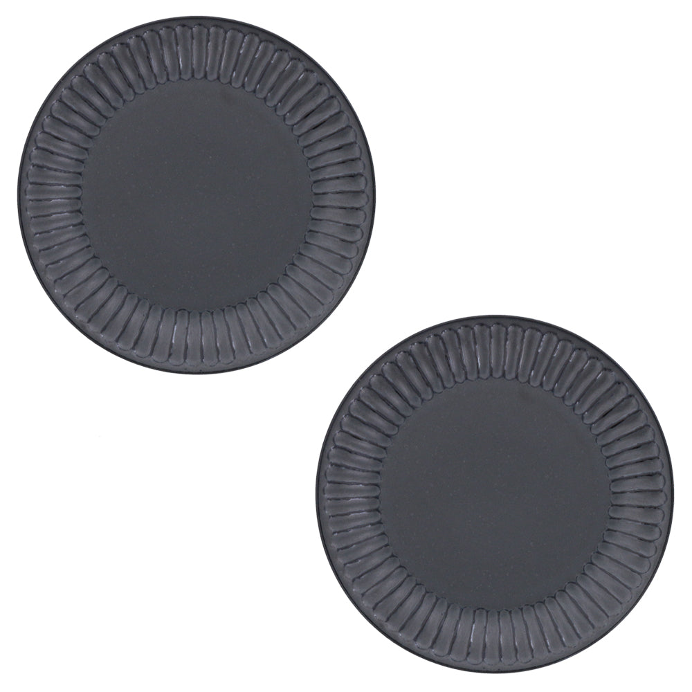 7.3" Shinogi Round Ceramic Salad Plates Set of 2 - Black