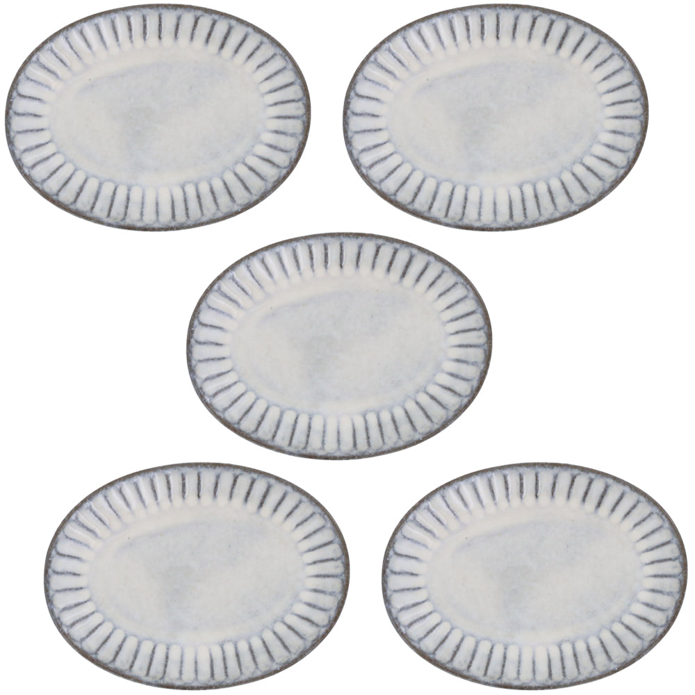 4.9" Shinogi Oval Ceramic Condiment Dishes Set of 5 - Gray