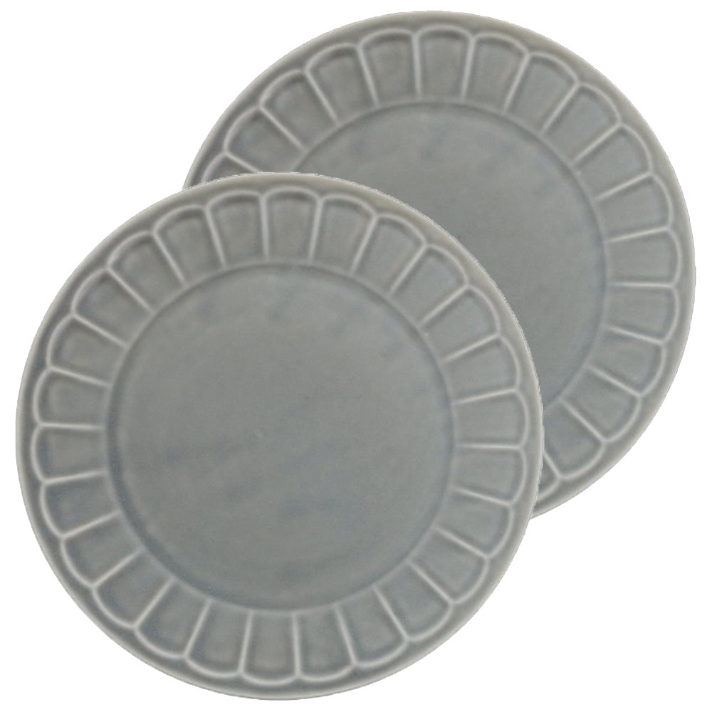 9.1" Shinogi Flower Plates Set of 2 - Gray