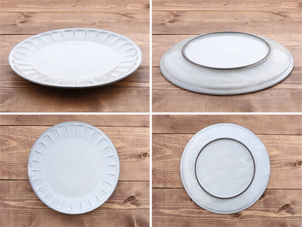 9.2" Shinogi Ceramic Flower Plates Set of 2 - Gray