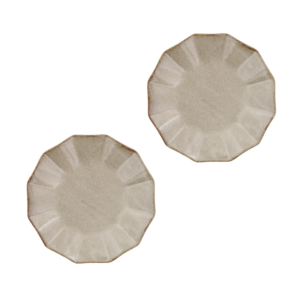 Rinka Handmade 5.7" Ceramic Plates Set of 2 - Beige