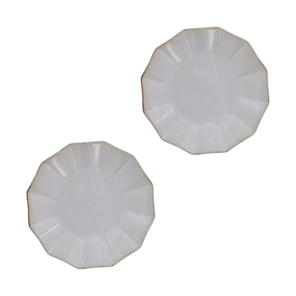 Rinka Handmade 5.7" Ceramic Plates Set of 2 - Milky White