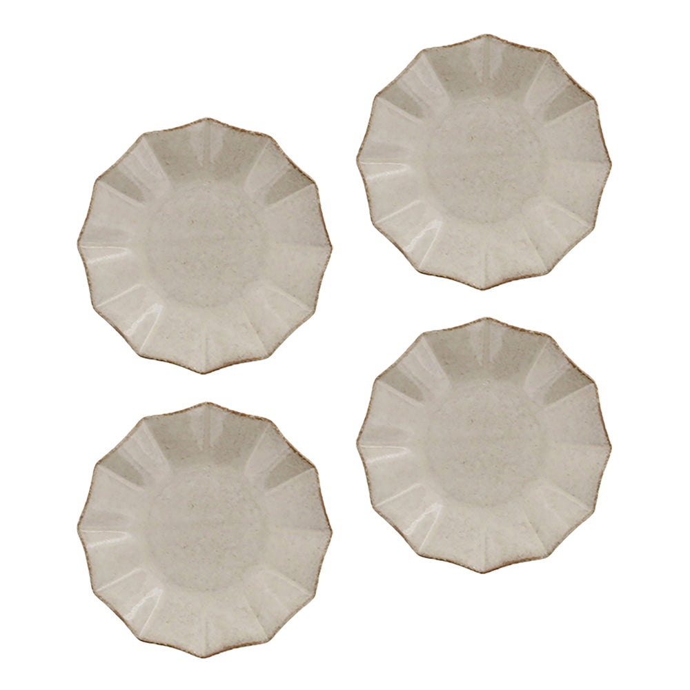 Rinka 4.2" Handmade Ceramic Condiment Dish Set of 4 - Beige