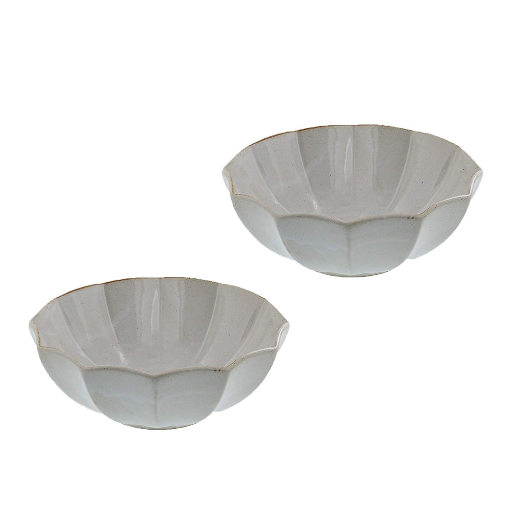 Rinka 5.7" Handmade Ceramic Bowls Set of 2 - Milky White