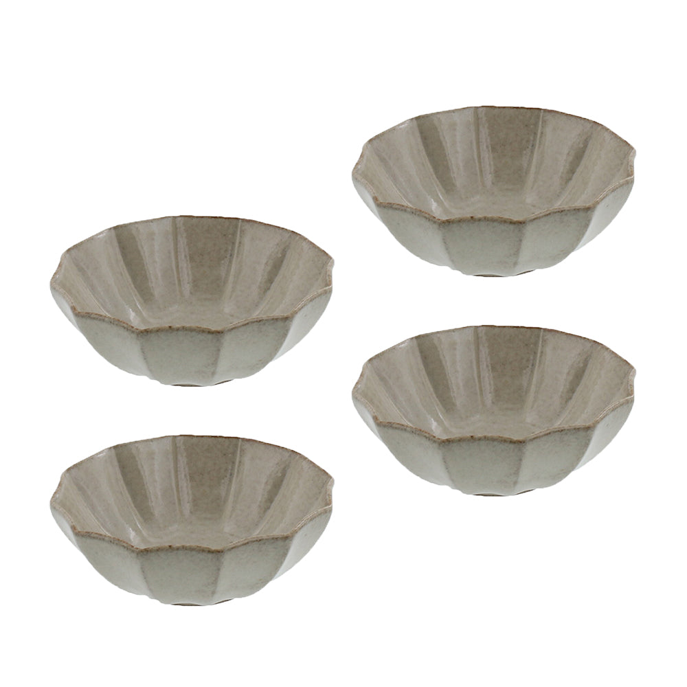 Rinka 4.2" Handmade Kobachi Ceramic Bowls Set of 4 - Beige