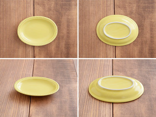 4.9" Dotted Oval Plates Set of 4 - Yellow