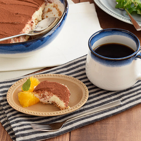 4.9" Small Dotted Oval Plates Set of 4 - Mocha
