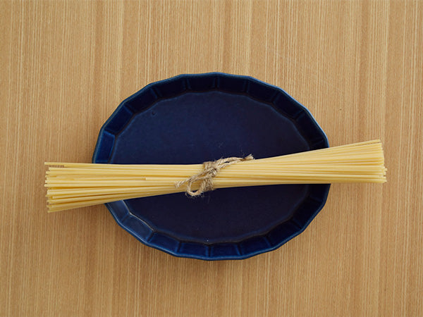 Shinogi 7.5" Flower Oval Bowls Set of 2 - Navy Blue