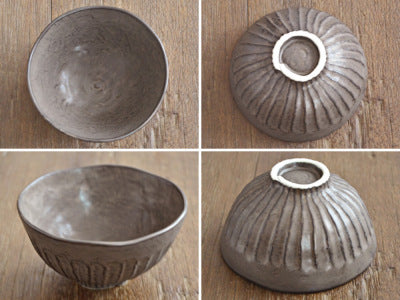 Shinogi 4.4" Rice Bowls Set of 4 - Matte Brown