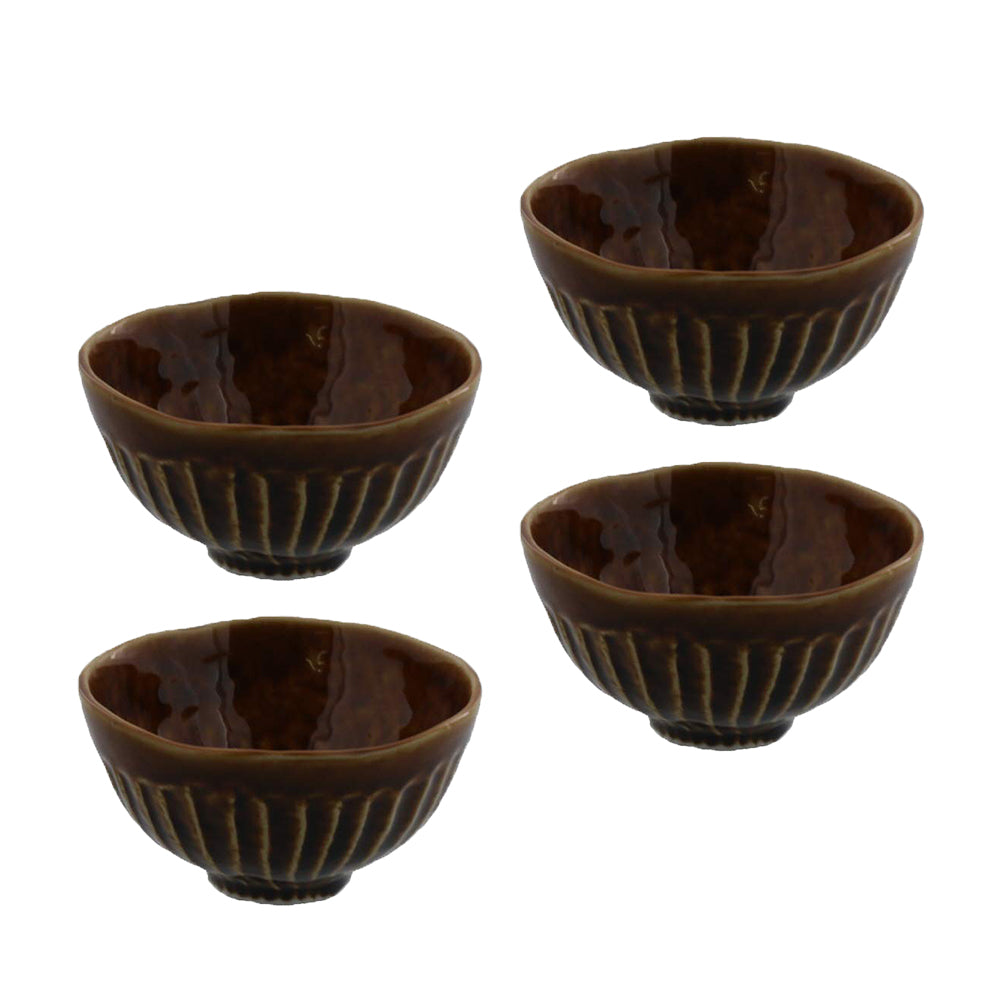 Shinogi 4.4" Rice Bowls Set of 4 - Amber