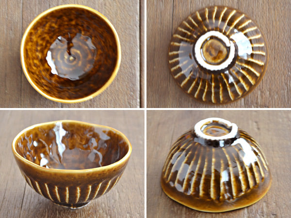 Shinogi 4.4" Rice Bowls Set of 4 - Amber