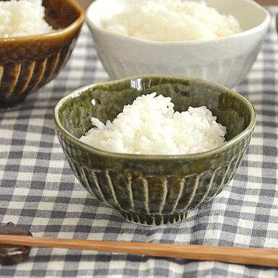 hinogi 4.4" Rice Bowls Set of 4 - Oribe/Dark Green