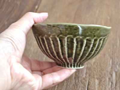 hinogi 4.4" Rice Bowls Set of 4 - Oribe/Dark Green