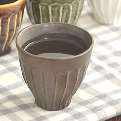Shinogi Japanese Teacups Set of 4 - Matte Brown