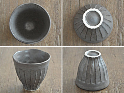 Shinogi Japanese Teacups Set of 4 - Matte Brown